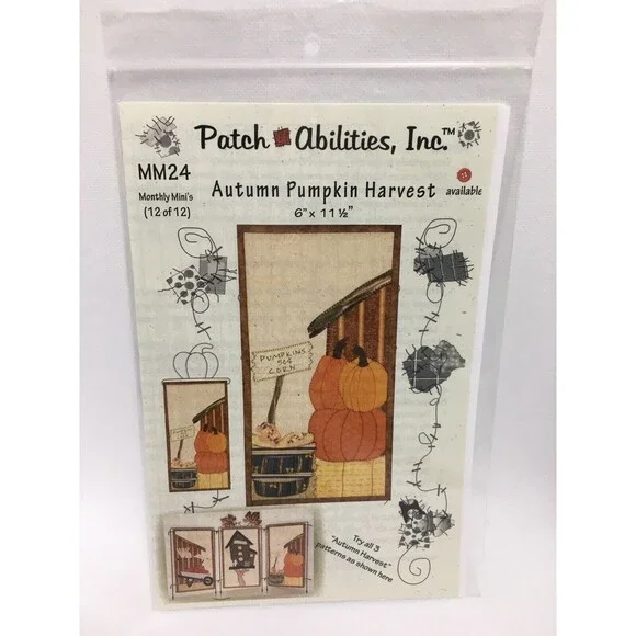 Quilting Pumpkin Harvest Sewing Pattern Autumn 6x11.5 Uncut MM24 Fall Quilt