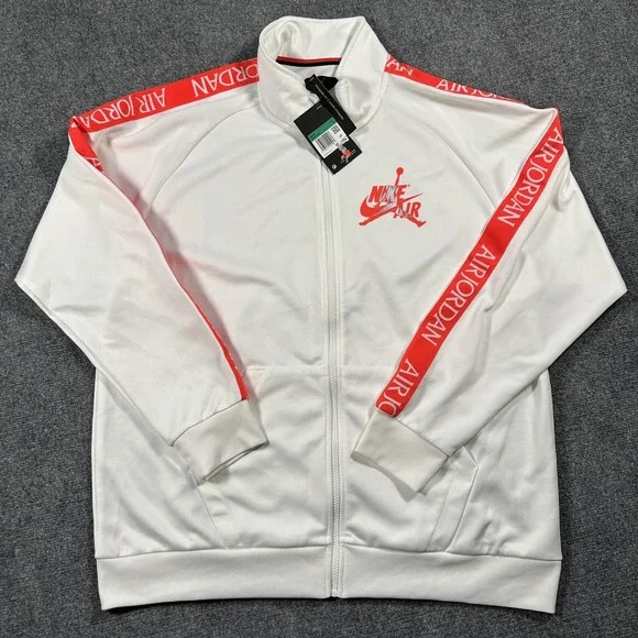Jordan Jacket Mens XL White Air Jordan Tape Full Zip Track Athletic Logo