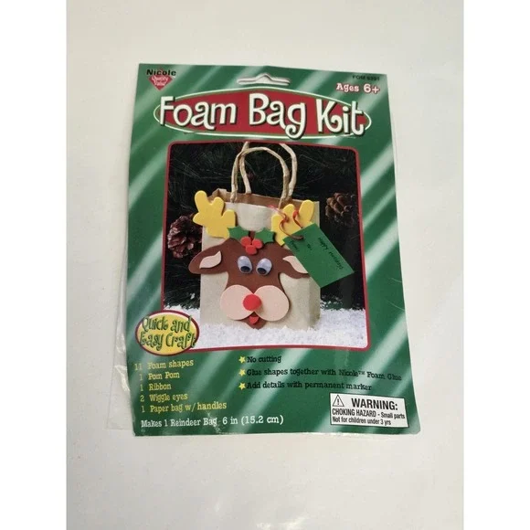 Christmas Reindeer Nicole Foam Bag Kit Arts & Crafts 6