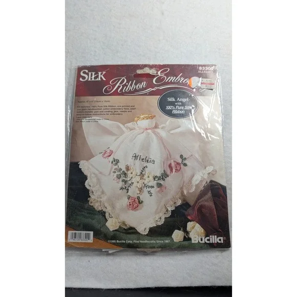 Bucilla 83300 Alleluia Silk Angel Ribbon Embroidery Kit Vintage 1995 New 6x6
