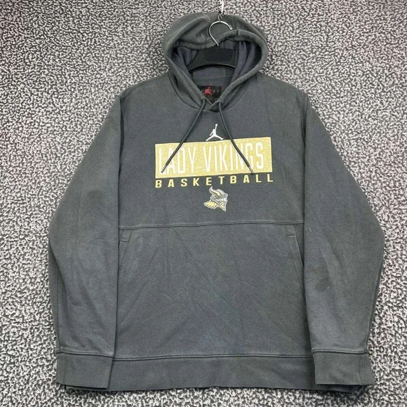 Air Jordan Lady Vikings Hoodie Men Large Gray Jumpman Pullover Long Sleeve L