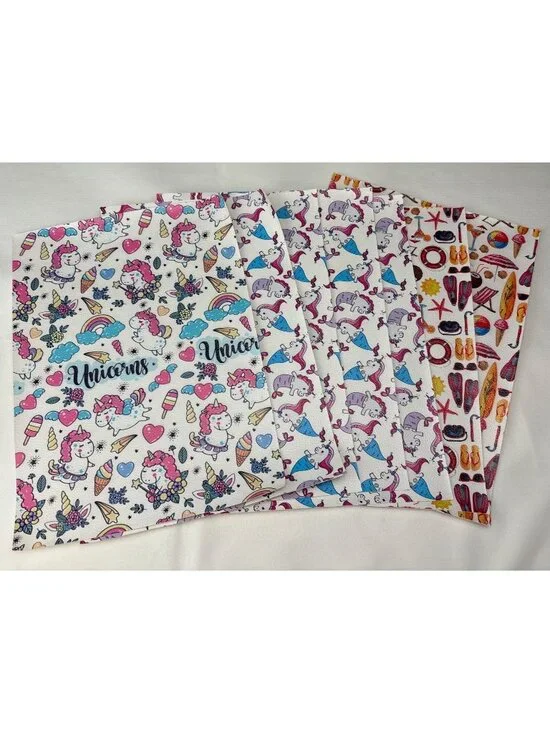 Summer Unicorn Faux Leather Sheets 7pcs Hair Bows Crafts 9