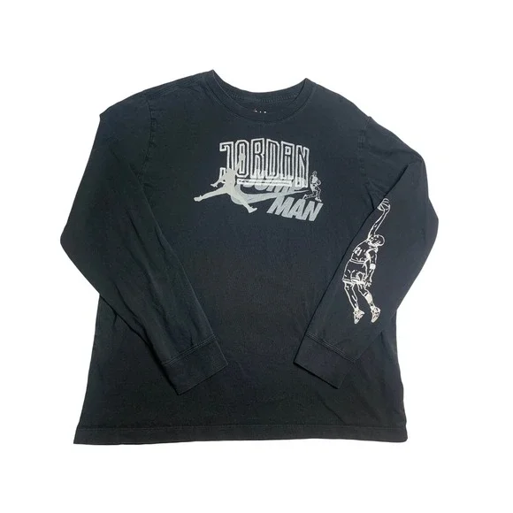 Jordan Jumpman Mens Black Long Sleeve Graphic T-Shirt XL‎ Michael Jordan Sleeve