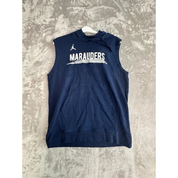 Jordan‎ Marauders Lacrosse Sleeveless Hoodie Mens M Blue Pullover