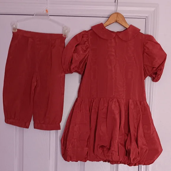 ♥️HP! Girls Vtg. Red 2 Piece Matching Set - Dress Tunic & Bottoms