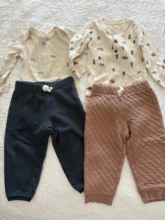 Carter's 2 piece set Navy Joggers & Quilted Brown Sweatpants - 2-Pack