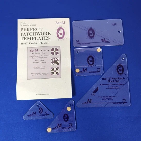 Marti Michell Perfect Patchwork Templates Set M  - 12 Inch Five-Patch Block 8955