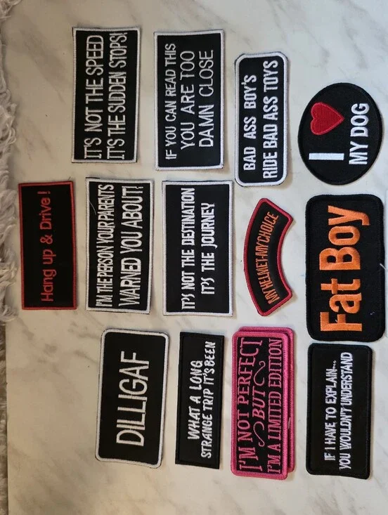 Novelty Embroidered Patch Set with Pink and Orange Accents