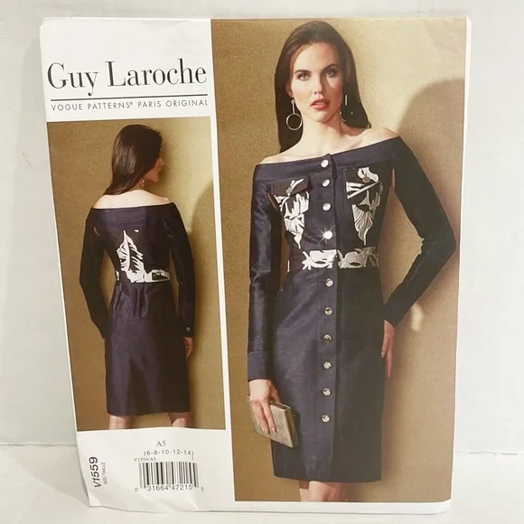 Vogue‎ Sewing Pattern V1559 Guy Laroche Off Shoulder Dress Sz 6-14 NEW