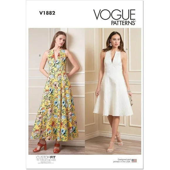 Vogue Patterns Misses Dress Sewing Pattern V1882‎ A/B/C/D Cup Sizes 8-16