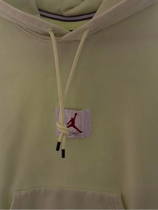Jordan Light Yellow Pullover Hoodie with Red Jumpman Patch