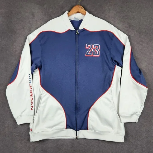 Vintage Nike Jordan Track Jacket Mens XL Blue White Red Full Zip 23 Jumpman