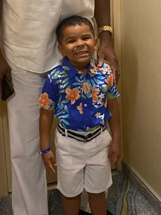 The Children's Place Blue Tropical Floral Shirt and White Shorts Set