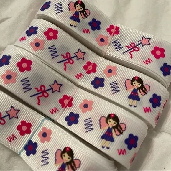 Grosgrain Ribbon 7/8” 5 yards yds 5/$20 NEW fairy flowers floral wand girl pink