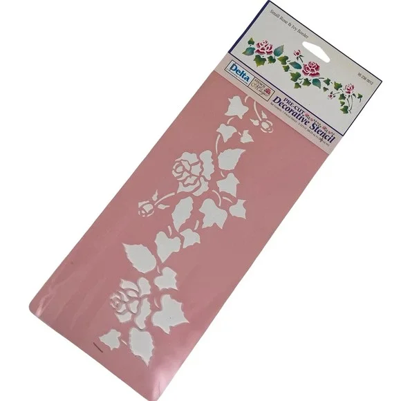 Vintage Delta Stencil Magic Small Rose Ivy‎ Border Pre-Cut Decorative 90s Whimsy