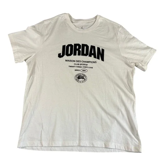 Jordan Maison Des Champions Club Sportif T-Shirt Mens XL White Graphic Dri-FIT