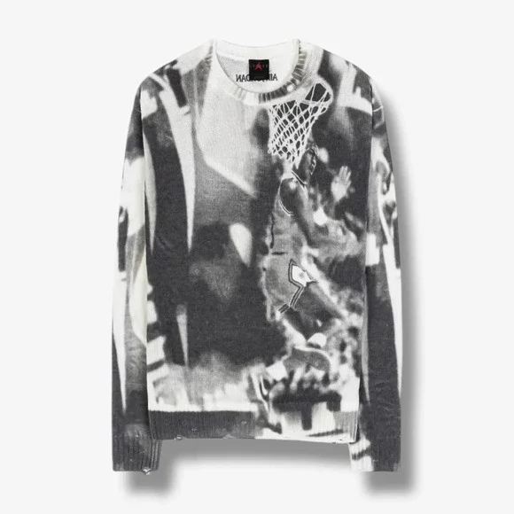 Air Jordan Knit Crew Sweater Oversized Heavyweight Men's Size L Sail HQ1635-133
