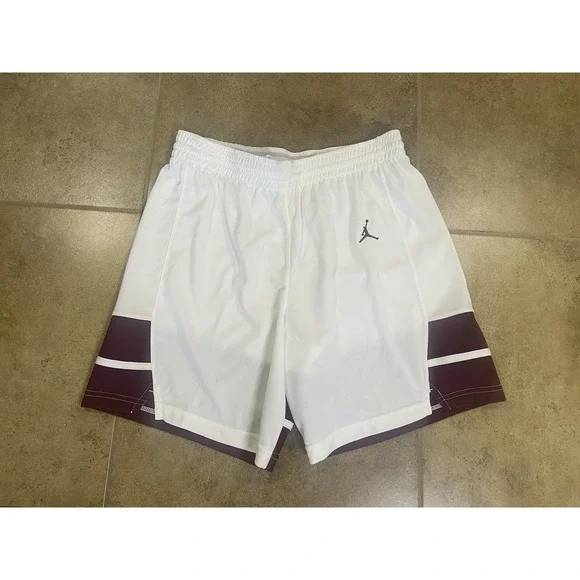 NWT Jordan Stock Overtime Basketball Shorts Mens Sz L White Maroon FQ5375-100