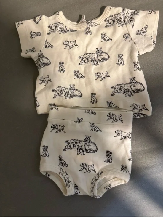 kate quinn Cream and black Puppy Print Matching Set