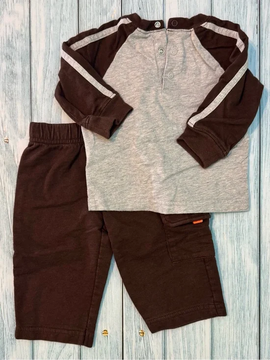 Carter's Gray & Brown Raglan Long Sleeve T-Shirt and Pants Set