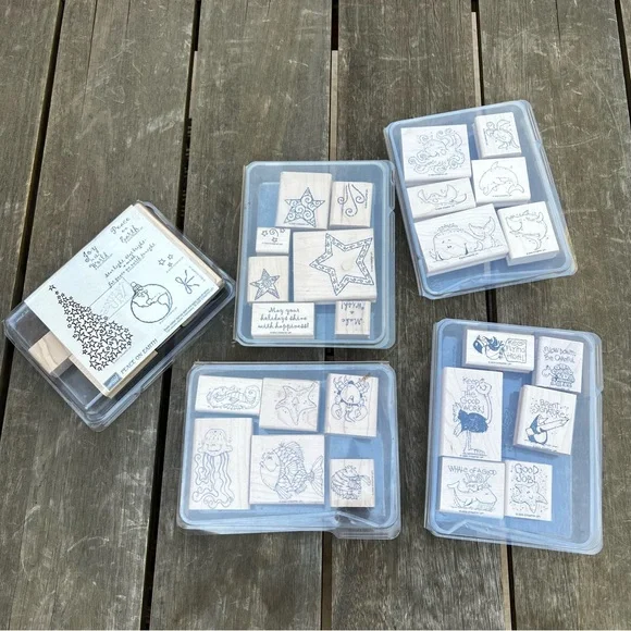 Vintage Early 2000s Stampin' Up Stamp Bundle of Five Sets New and Used Stamps