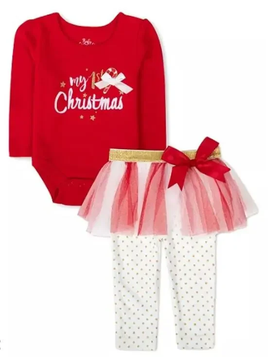 Baby Essentials Baby Girls My 1st Christmas Skegging and Bodysuit, 2 PS 3M