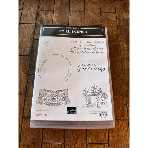 Stampin Up Still Scenes Cling Stamp Set 150503 Christmas Snow Globe 6 Pieces EUC