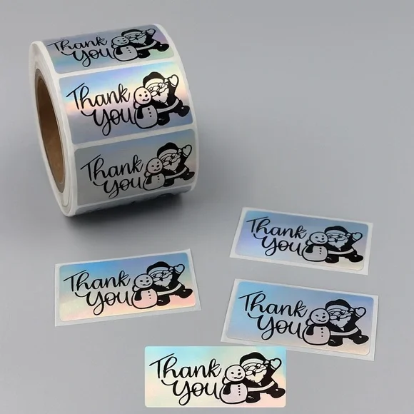 100 Thank You Christmas Stickers, Envelope Seals, Labels, Tags, Stamps,2.25