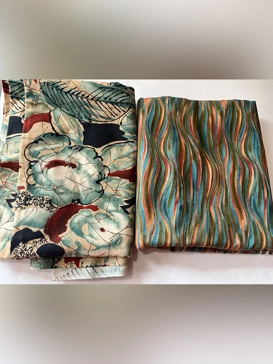 Quilting Sewing Lot Material Hoffman Fabrics Kaleidoscopes Green Blue Gold