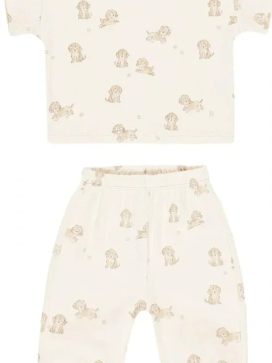 NWT Quincy Mae Puppy Print Matching Set
