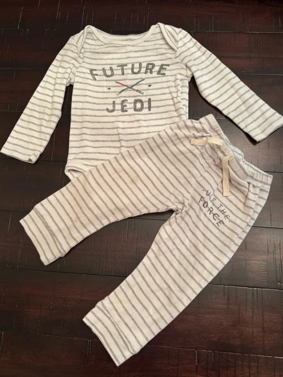 Future Jedi Striped Baby Set - Cream & Gray size 18-24 months