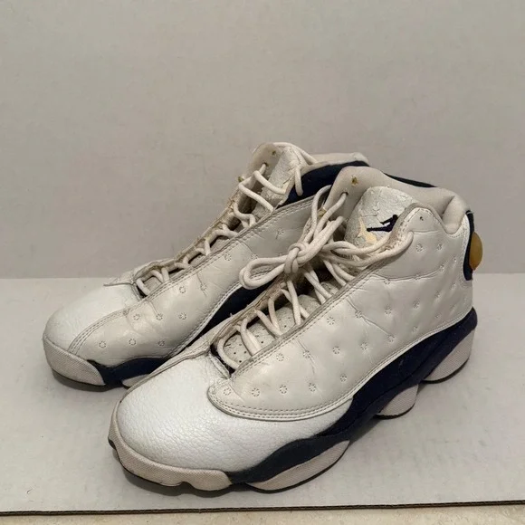 VTG 90s Jordan 13 Retro White Obsidian Basketball Shoes Size 9 Sneakers Mens‎