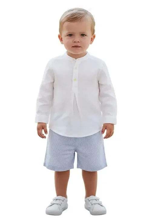 Edgehill Collection $64 Boys Woven Long Sleeve Shirt & Shorts Set Size 3T
