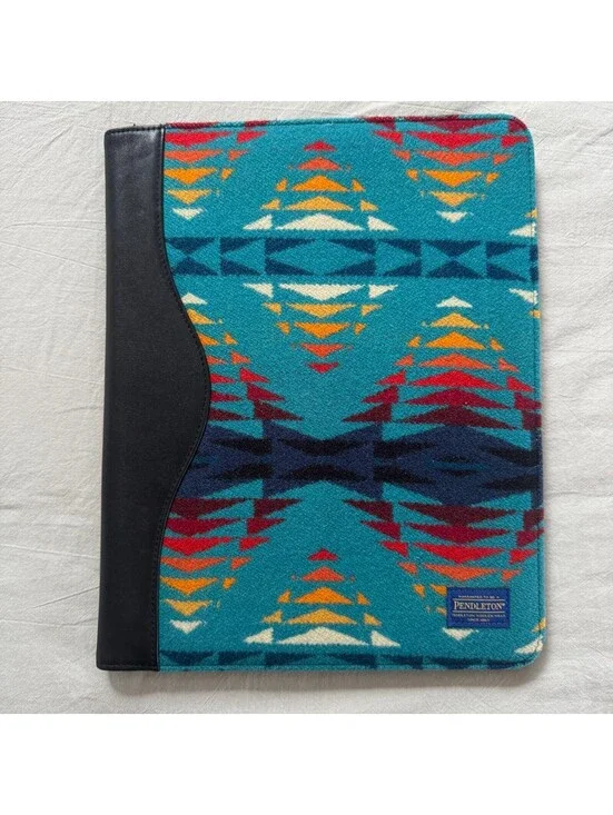 Pendleton Wool Padfolio Portfolio Case Southwest Geometric Aztec Leather Folder