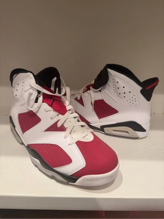 Jordan Retro Basketball Sneakers in White, Red & Black