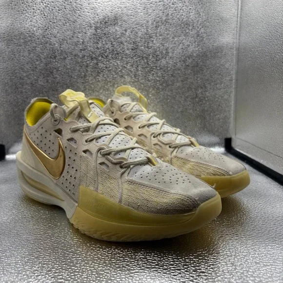 Size 10 Jordan Poole x Nike Air Zoom GT Cut 3 Beach Gold White Shoes FZ1523-100