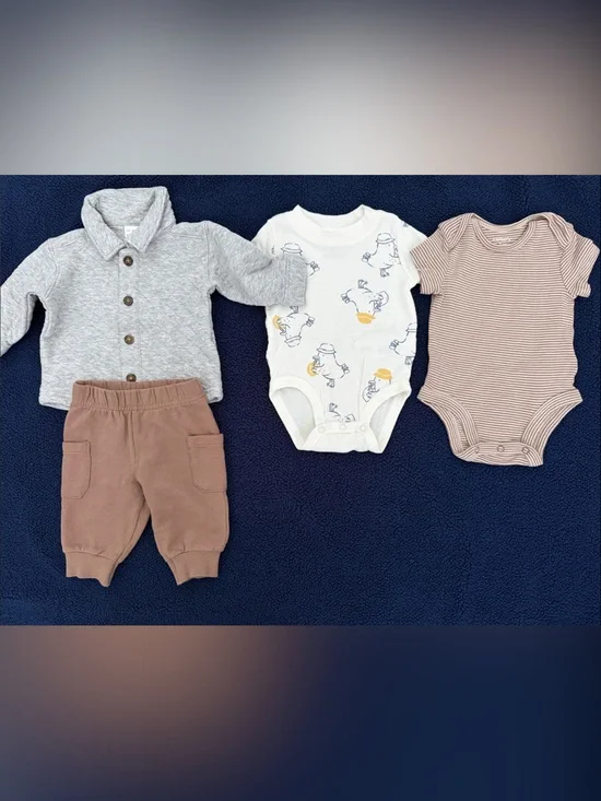 Carter's Neutral Baby Set in Gray, Brown & Cream