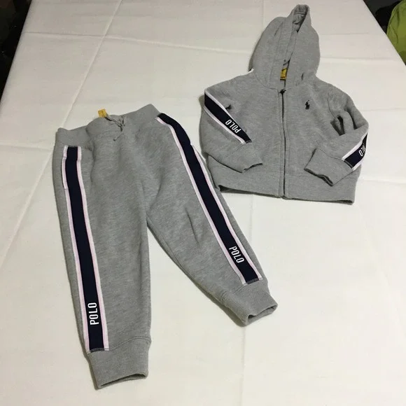 Polo Ralph Lauren Tracksuit Kids Zip Hoodie Size 2T Joggers Size 3T Gray Set