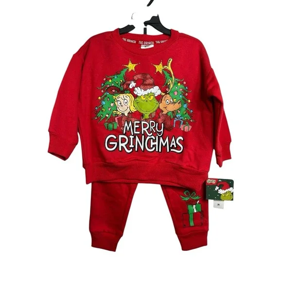 the‎ grinch toddler girls sweat shirt & sweat pants outfit size 2T