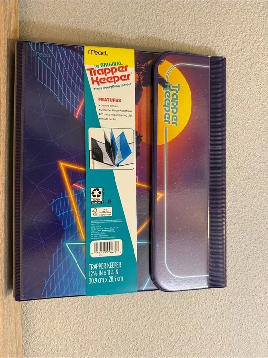 Vintage 80s Neon Dolphin Glow Sunset Trapper Keeper Portfolio Mead Binder Folder