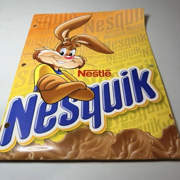 Nesquik Nestle Chocolate Drink Folder Kids School 3 Ring RARE‎ VTG 90's