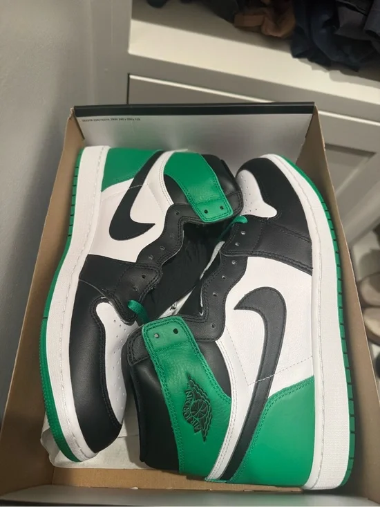 Jordan 1 Mid Green Black White Men's Sneakers