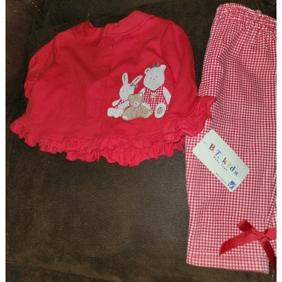 B.T. Kids Baby Tags Teddy Bear Vintage Outfit Top Pants‎ NWT 12 Months 1999 New