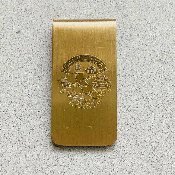 Vintage California The Golden State Gold-Tone Souvenir Money Clip, 2