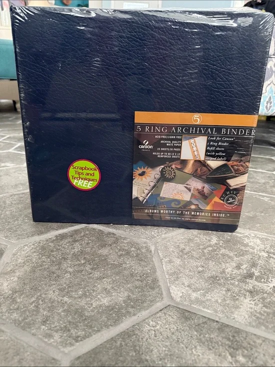 Canson Giant Archival Binder Navy Pebble Texture Hardcover 5-Ring Photo Album
