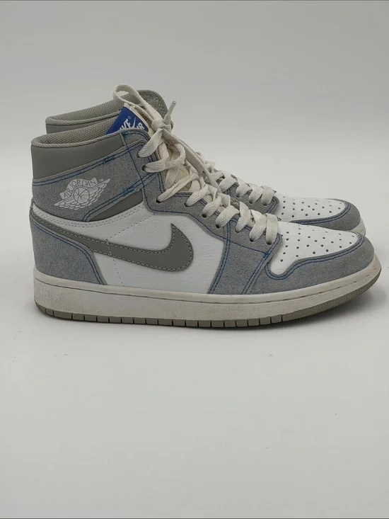 Nike Size 8 Jordan 1 Retro Hyper Royal High Top Sneakers in White, Gray/ Blue