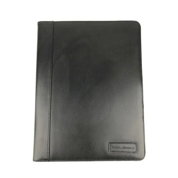 Perry Ellis Portfolio Folio‎ Black Leather Business Organizer Calculator Notepad