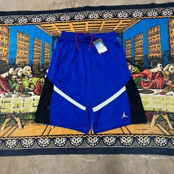 Blue Jordan mesh shorts NWT men medium 10inch inseam basketball baggy sportswear