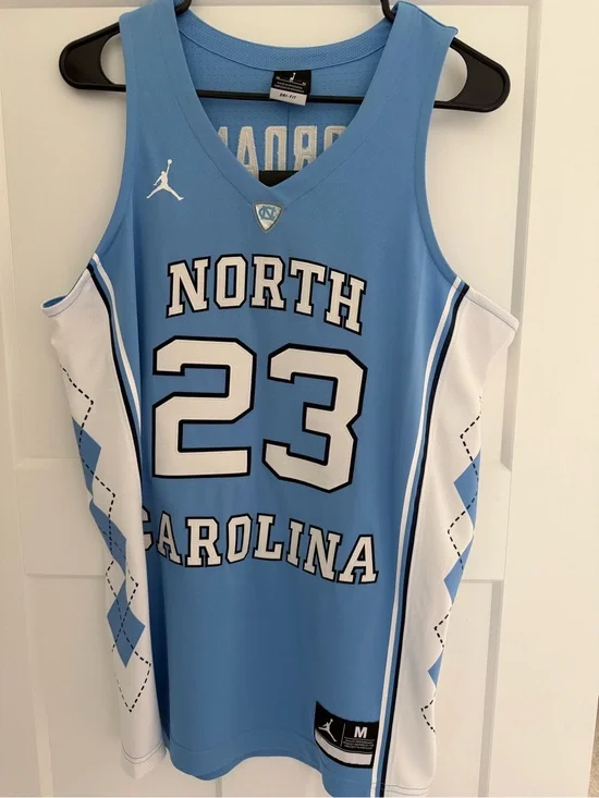 Jordan North Carolina #23 Basketball Jersey in Light Blue and White