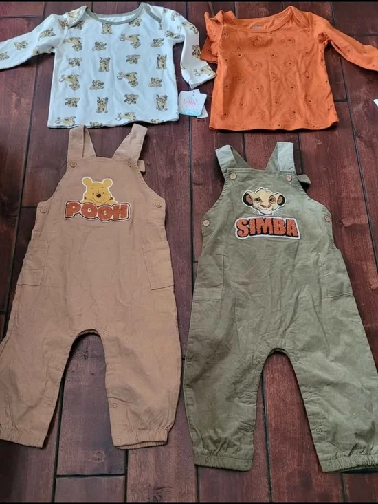 Disney Simba/Winnie The Pooh Overall Set Lot(2) Size 24 Months NWT